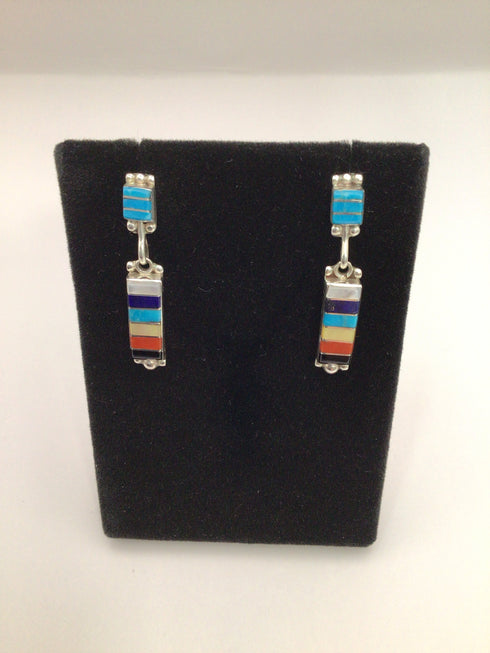 Artisans Silver Drop Inlay Earrings