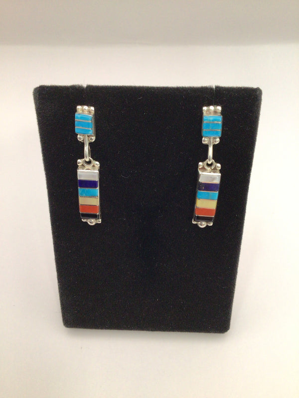 Artisans Silver Drop Inlay Earrings