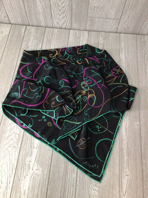 Searle Blatt Black Rectangle Silk Scarf