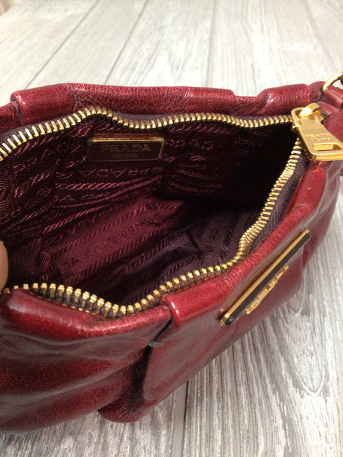 Prada Vitello Shine Leather Pouch Amaranto 1N1422 Pre-owned
