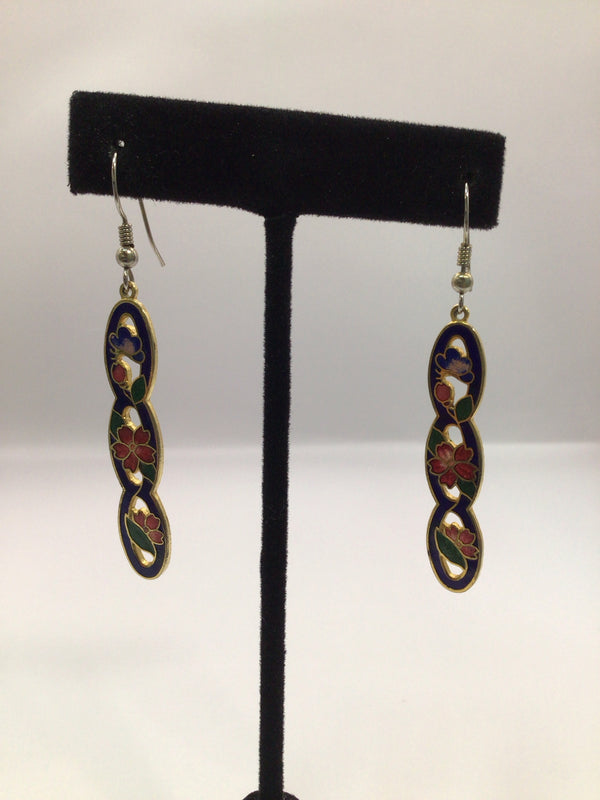 Vintage Cloisonne Drop Earrings