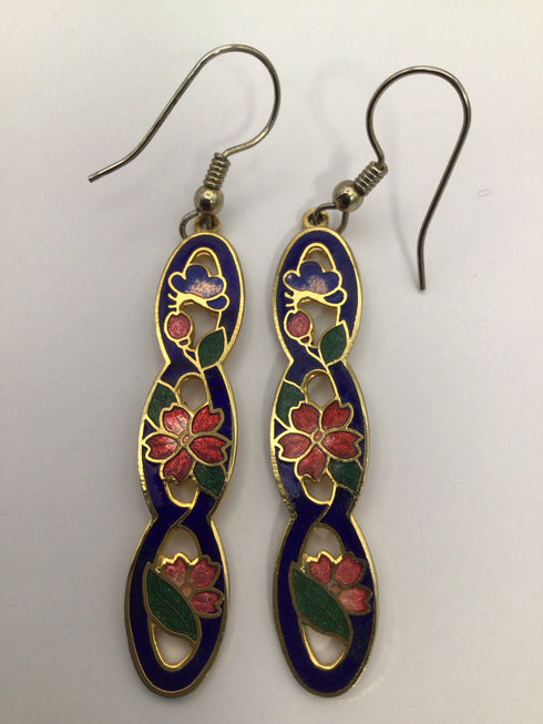 Vintage Cloisonne Drop Earrings
