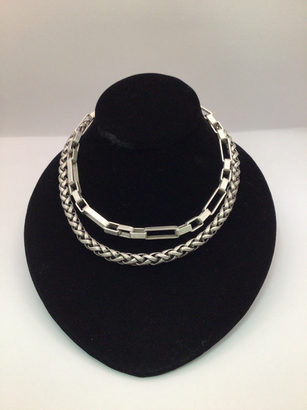 French Kande Silver Tone Link New Necklace MS2355-Z-S Pre-owned