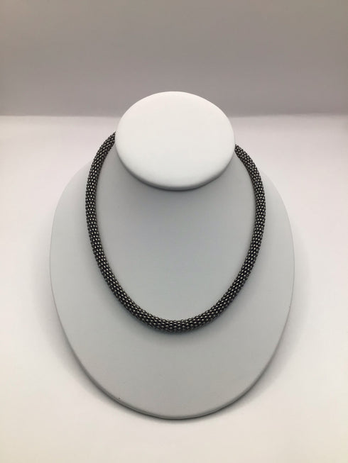 Silver Popcorn Mesh Set Necklace + Bracelet