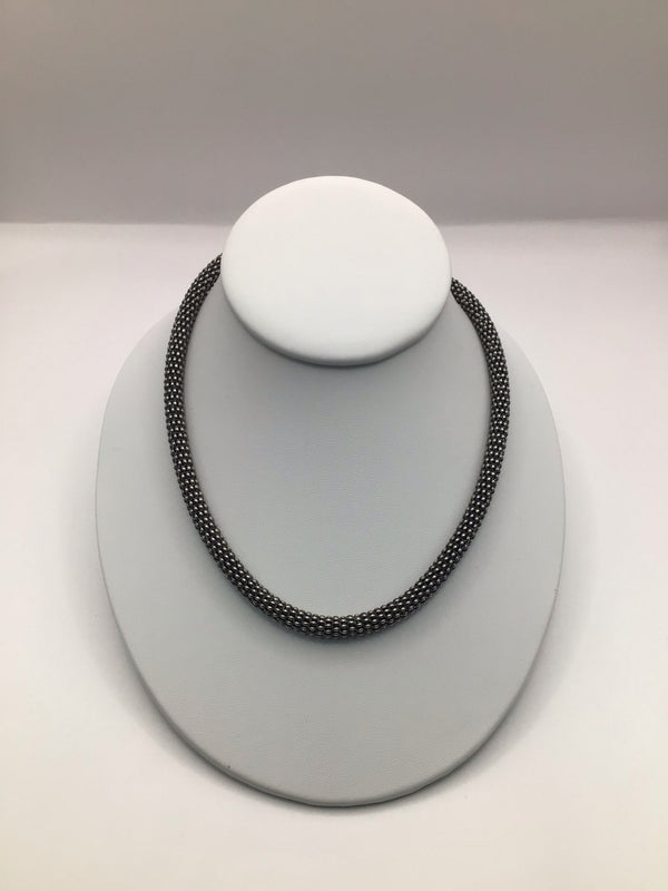 Silver Popcorn Mesh Set Necklace + Bracelet