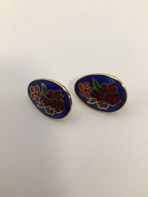 Vintage Cloisonne Heart Shape SET Necklace and Earrings
