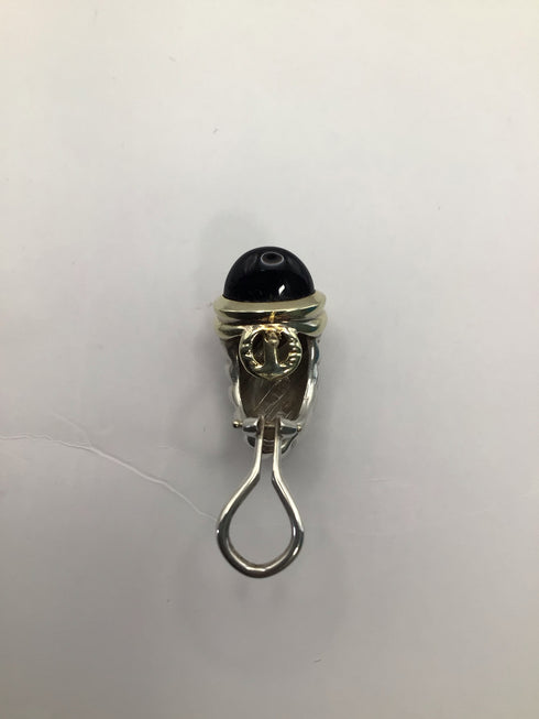 David Yurman Silver Onyx Tourmaline Shrimp Cable Earrings Vintage Estate