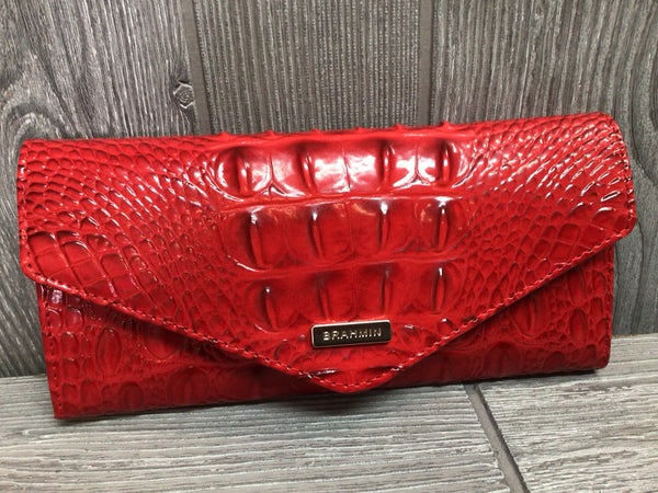 Brahmin Veronica Carnation Melbourne Leather Flap clutch Wallet pre-owned