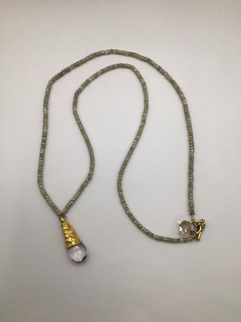 Labradorite & crystal pendant Necklace