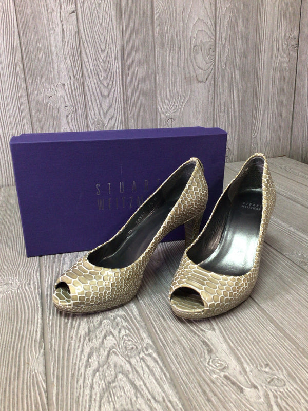 Stuart Weitzman Logo Plainfield Cloud Crystal Snake Pumps Size 7.5