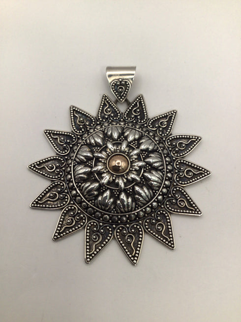 Merav Sterling & 18k sunflower Pendant