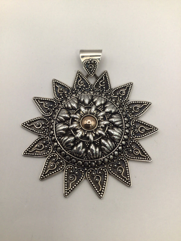 Merav Sterling & 18k sunflower Pendant