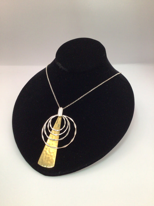 RLM Studio Silver & Brass Pendant Necklace Hammered