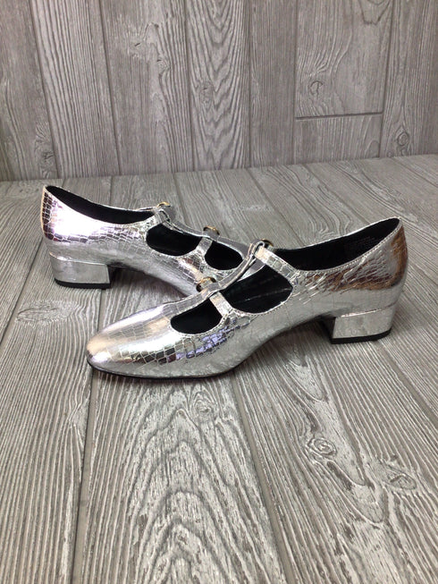 J Crew Mary Jane Pumps Double buckle Size 8.5 Metallic New