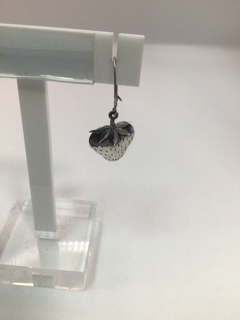 Silver Strawberry Drop Earrings
