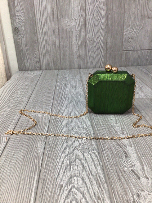 Anthropologie Metallic Mini clutch Evening Bag Emerald Green New