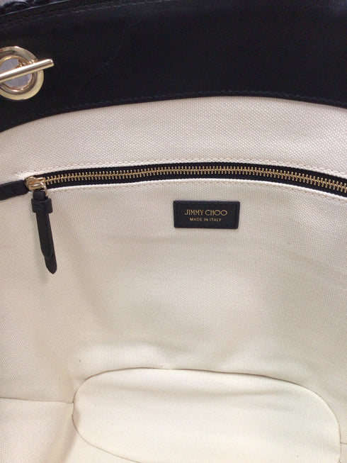 Jimmy Choo Maria Black Raffia Tote Purse