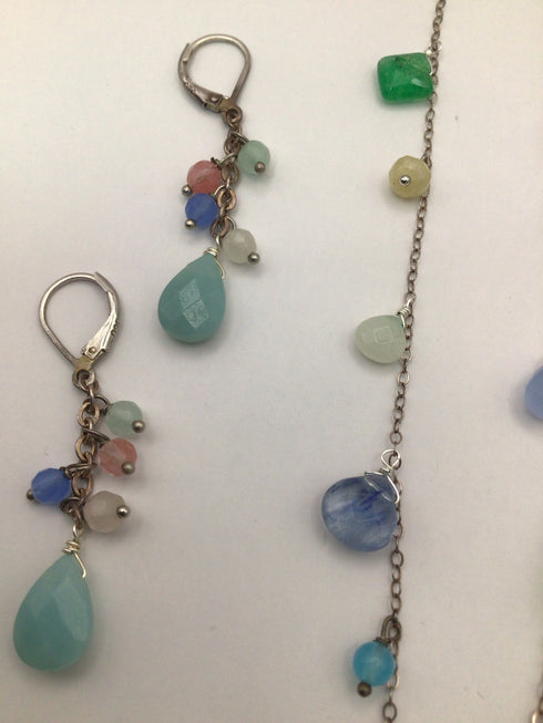 Multi-Color Briolette Necklace + earrings Set