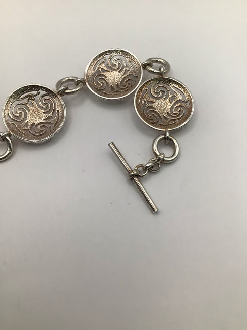 TJH Silver Triskele Link Bracelet Silver Toggle Irish