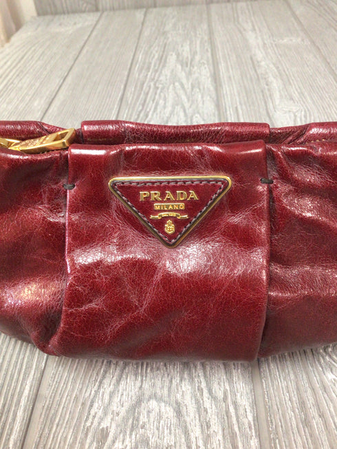 Prada Vitello Shine Leather Pouch Amaranto 1N1422 Pre-owned