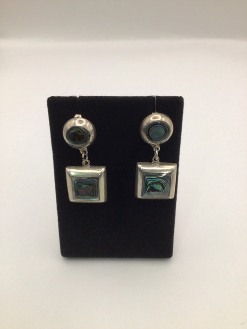 Sterling + Abalone Vintage Mexico TV-102 SET Pendant and Earrings