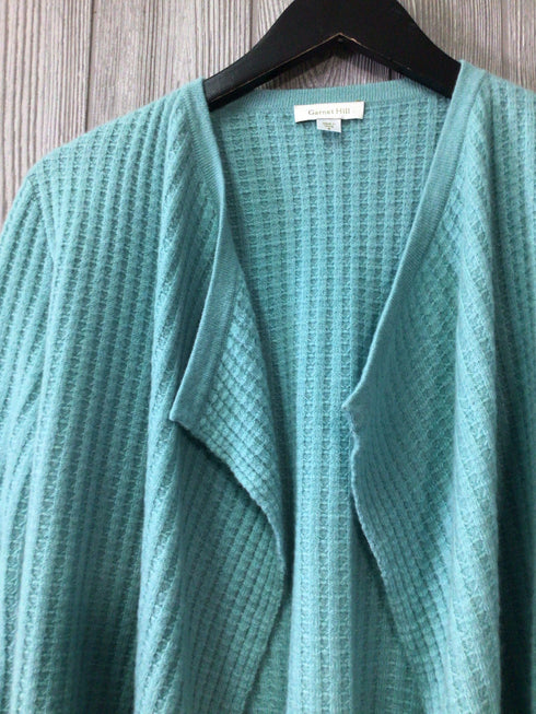 Garnet Hill Waffle Cashmere Drape Cardigan Size Small