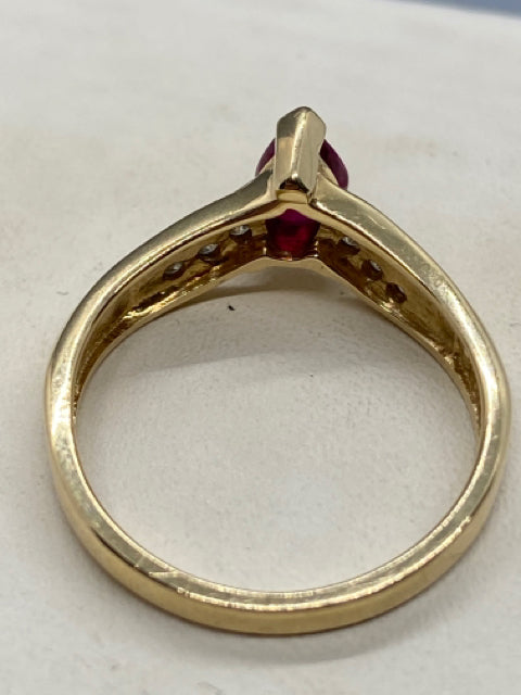 14k Gold + Pear Shape Ruby Ring