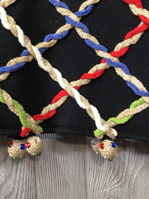 Susan Bristol Vintage Rope Lattice Embellished Cardigan Size Medium