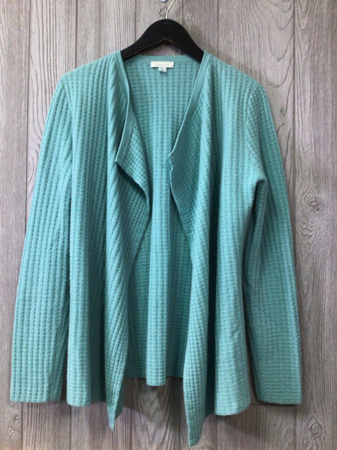 Garnet Hill Waffle Cashmere Drape Cardigan Size Small