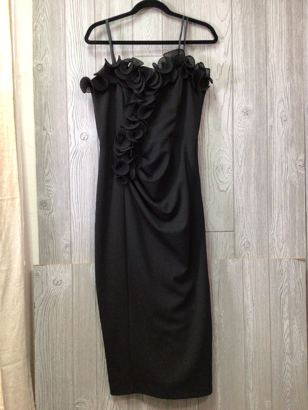 Aqua Scuba Crepe Strapless Midi Ruffle Dress Size 12 New Pre-owned