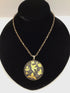Round Vintage Damascene Pendant Necklace