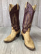 Larry Mahan Leather + Exotic Python Cowboy Boots Vintage Women's Size 8
