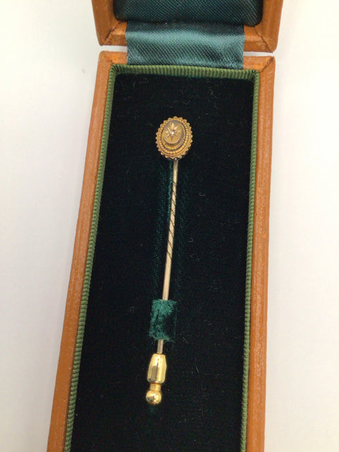 Vintage 15 ct Gold Diamond tie stick Pin