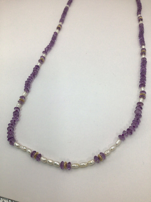 Amethyst freshwater pearl Necklace
