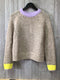 Lilla P Contrast Trim Crewneck Sweater Alpaca bl Size Small New