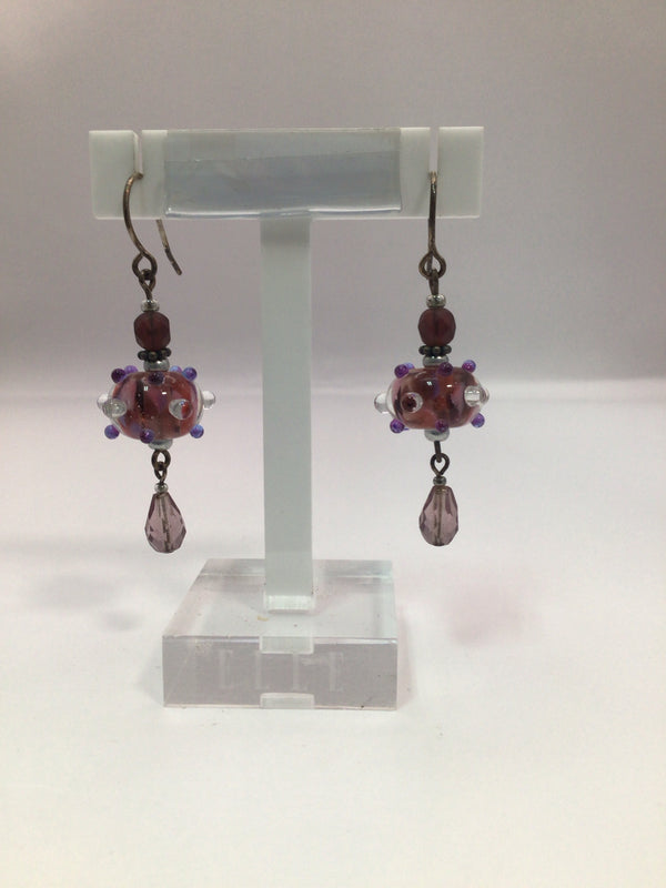 Artisans Pink Drop Glass Earrings