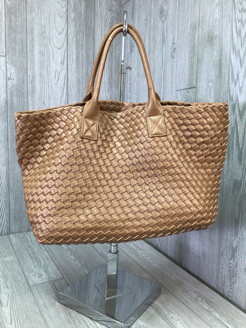Anthropologie Faux Leather Woven Tote