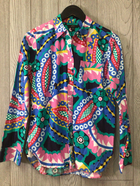 J Crew x Ratti Kaleidoscope Button up shirt Size 6