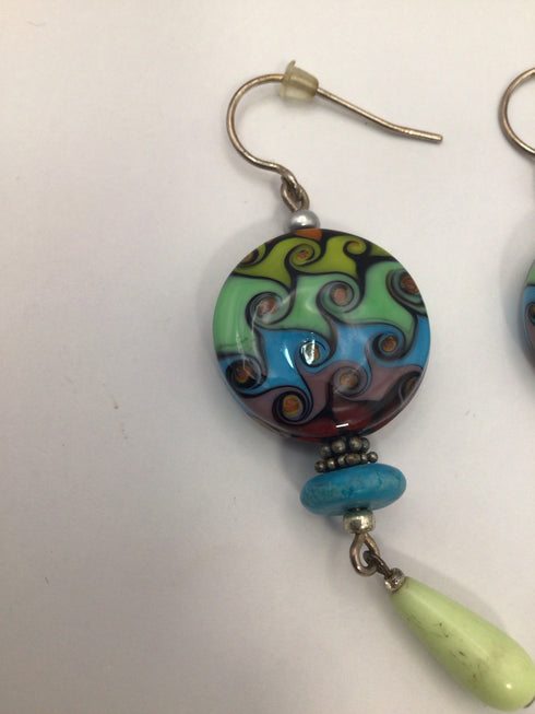 Artisans Multi-ColorArt Glass Earrings Drop