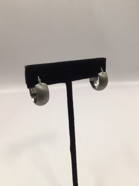 Brushed Silver Hoop Earrings