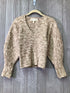 Mara Hoffman V-neck Puff Sleeve Cotton Sweater Size X-Small