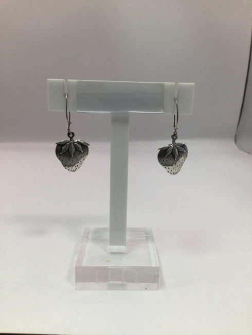 Silver Strawberry Drop Earrings