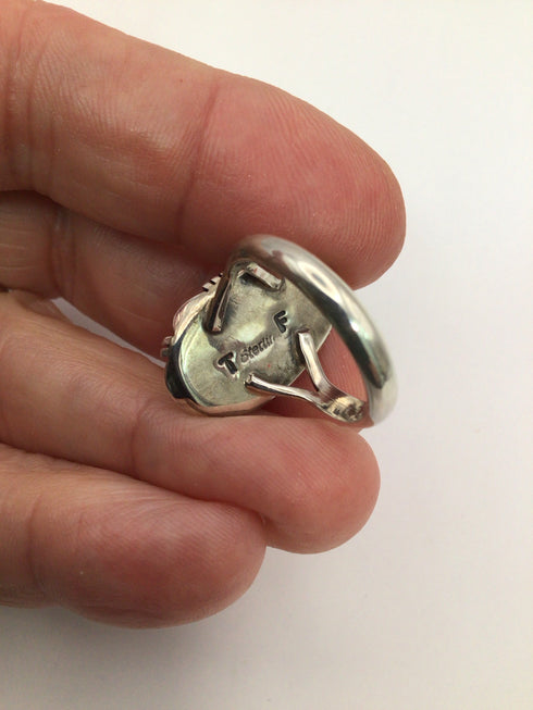 Artisans Silver Oval Turquoise Ring sz 7