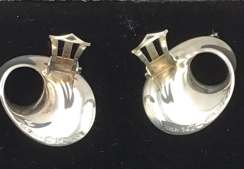 Georg Jensen Moebius #142 TORUN Clip Earrings Sterling Silver Vintage Estate