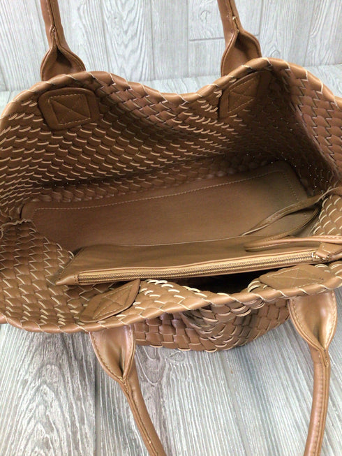 Anthropologie Faux Leather Woven Tote