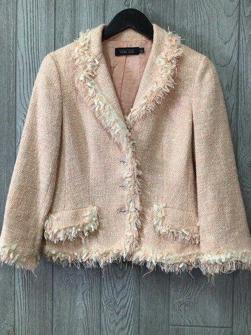 Teri Jon Skirt Suit Weave Fringe Size 6
