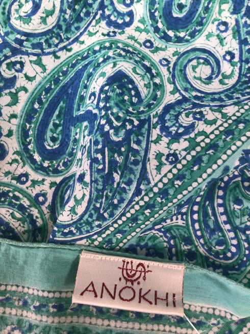Anokhi Swirl Sea 30" Square Cotton Scarf