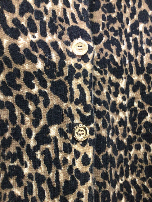 FRAME Leopard Cashmere Cardigan Size Medium New