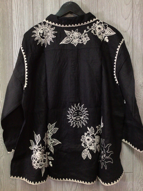 Johnny Was Addison Kimono sleeve Shirt Linen Size XX-Large-Petite New