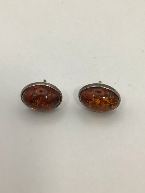 Oval Amber Stud Earrings